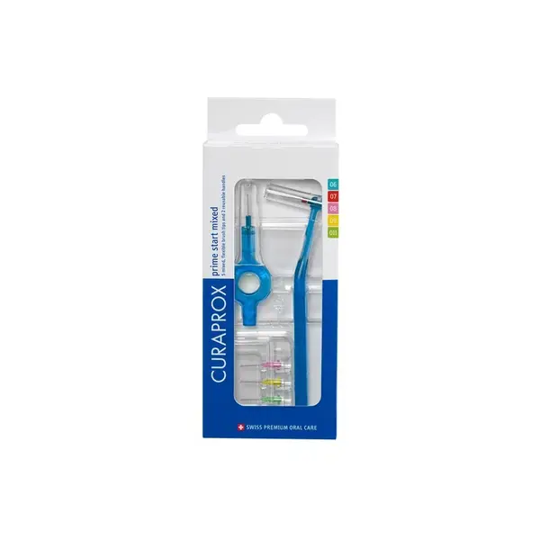 Set 5x Periute Interdentare, Curaprox, Prime Start Mixed, CPS 06-011, Diverse Marimi, pentru Curatarea Spatiilor Interdentare, impotriva Gingivitei, Culoare Albastra