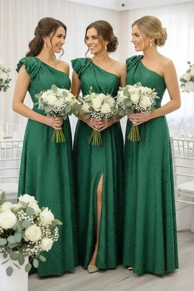 Set 5x Rochie de seara VelaNORA, cu micro-cristale, Verde, Marime S/M