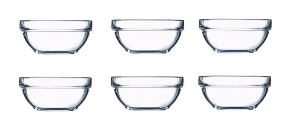 Set 6 boluri pentru servire, Sticla, Transparent,14 cm, 620 ml