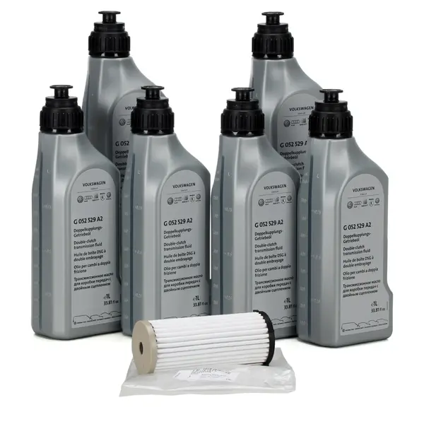Set 6 Buc Ulei Transmisie Automata DSG Oe Audi A3 8VE 2013 1L G052529A2 + Filtru Hidraulic Cutie De Viteze Automata Oe Audi A3 8VE 2013 0GC325183A