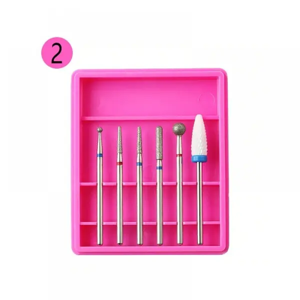 Set 6 Capete de Freză Pink R02 – Diamant & Ceramic | Pentru Cuticule, Îndepărtare Gel & Pedichiură