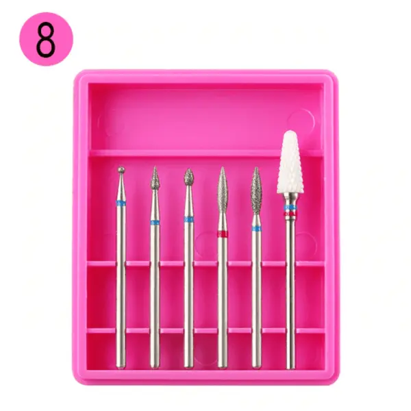 Set 6 Capete de Freză Pink R08 – Bituri Diamant & Ceramic pentru Cuticule și Îndepărtare Gel