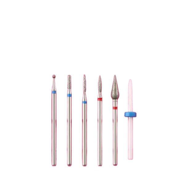 Set 6 Capete de Freză Pink R10 – Bituri Diamant & Ceramic pentru Manichiură și Pedichiură