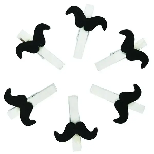 Set 6 carlige albe din lemn cu mustati negre 4.5cm
