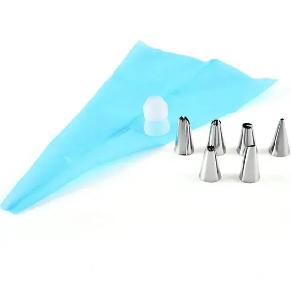 Set 6 Duiuri Inox cu Adaptor si Pos Silicon pentru Ornat Prajituri