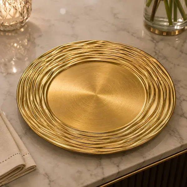 Set 6 farfurii decorative elegante pentru masa din Abs, diametru 33 cm
