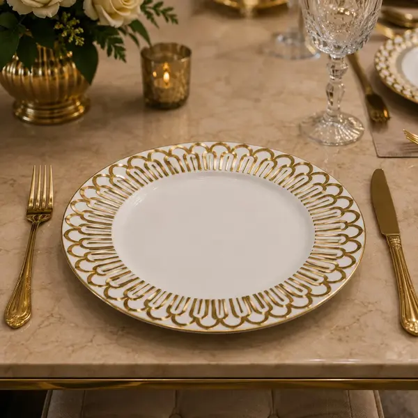 Set 6 farfurii decorative elegante pentru masa din Abs, diametru 33 cm