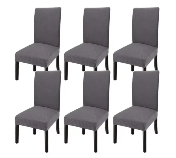 Set 6 huse pentru scaun cu centura elastica GRI INCHIS