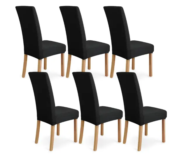Set 6 huse pentru scaun cu centura elastica NEGRE