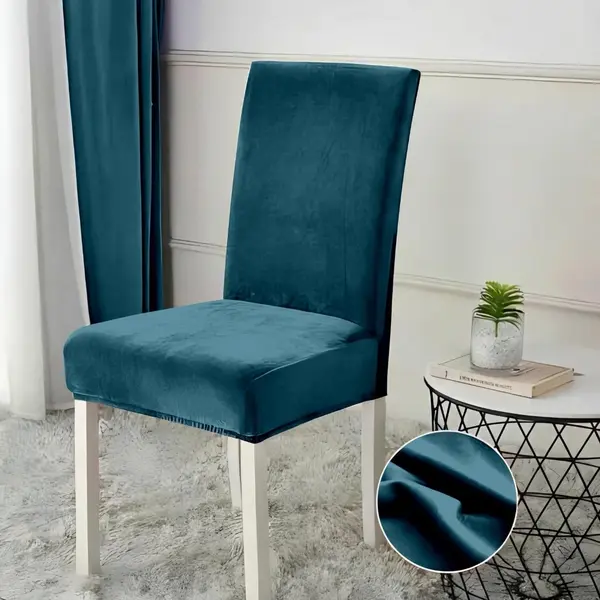 Set 6 huse PREMIUM universale pentru scaun, CATIFEA Turcuaz