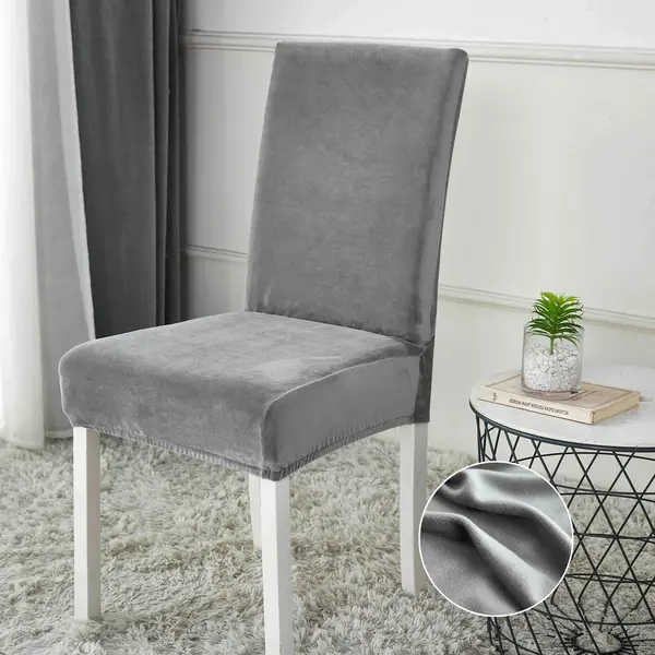 Set 6 huse universale pentru scaun, CATIFEA, Jojo Home, Gri deschis