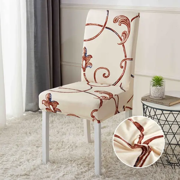 Set 6 huse universale pentru scaun, ELASTICE, Jojo Home, Crem, model clasic
