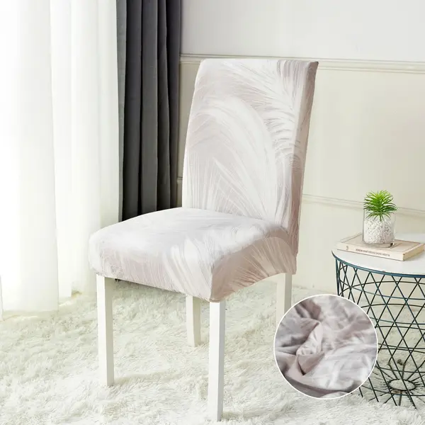 Set 6 huse universale pentru scaun, ELASTICE, Jojo Home, Gri, pene