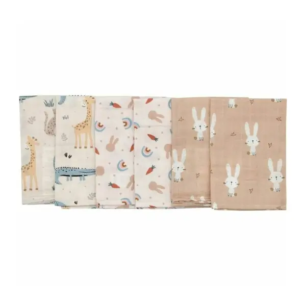 Set 6 lavete, Bubaba, Din bumbac, Dimensiune 40x40 cm, Cu multiple intrebuintari, Multicolor