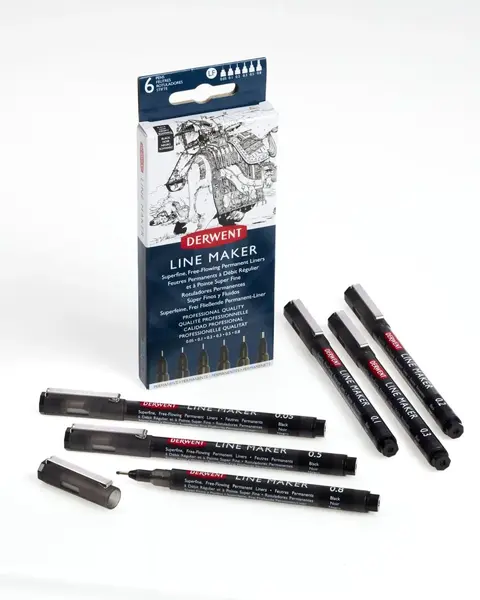 Set 6 linere Derwent Professional negru 0.05/0.1/0.2/0.3/0.5/0.8 mm Set 6 linere Derwent Professional negru 0.05/0.1/0.2/0.3/0.5/0.8 mm