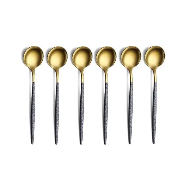 Set 6 Lingurite din Inox, Berglander, Auriu/Negru