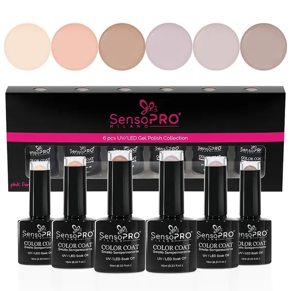 Set 6 Oje Semipermanente 10ml SensoPRO Milano, Nude Seduction