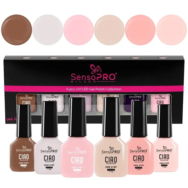 Set 6 Oje Semipermanente CIAO One Step 7ml SensoPRO Milano, Nude Grace