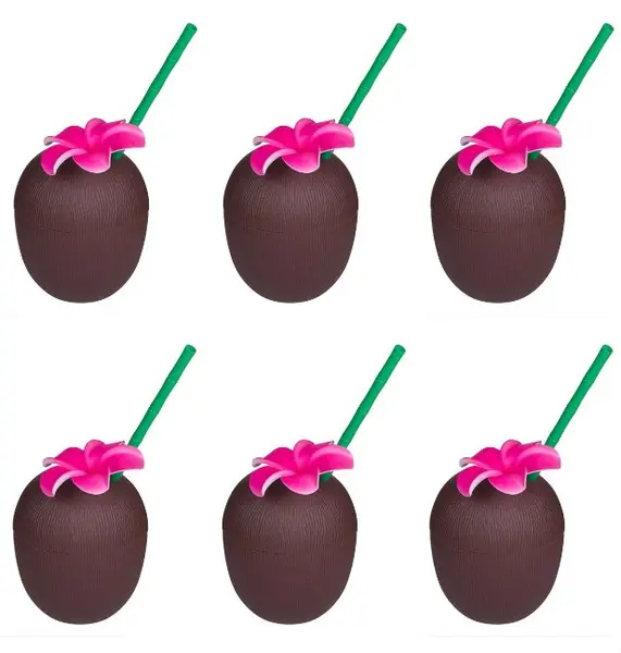 Set 6 pahare tip Butoi, Design Nuca de cocos, 650 ml, Multicolor