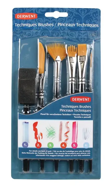 Set 6 pensule Derwent Professional pentru pictat diverse modele pentru diferite tehnici blister negru Set 6 pensule Derwent Professional pentru pictat diverse modele pentru diferite tehnici blister negru