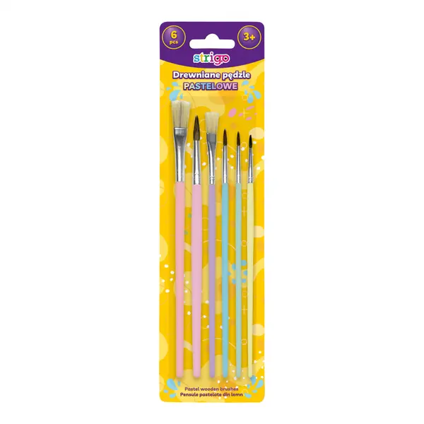 Set 6 pensule Strigo din lemn, colectia Pastel