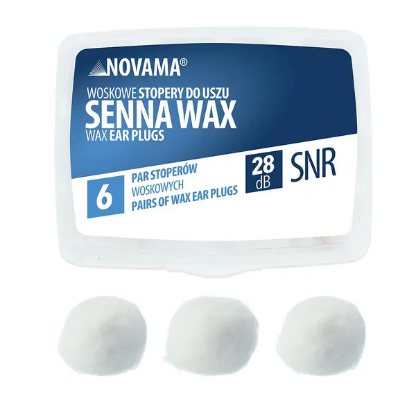 Set 6 perechi dopuri de urechi Novama Senna Wax, din ceara modelabila, reducere zgomot pana la 28 dB, confort ridicat, cu etui practic