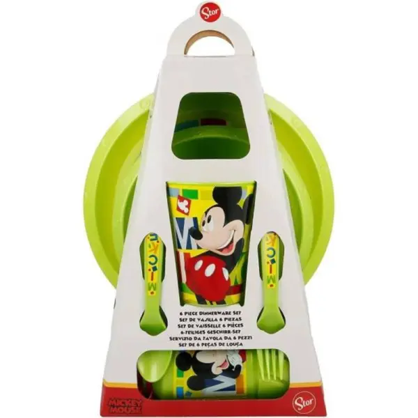 Set 6 piese pentru servit masa, plastic, fara BPA, verde, Mickey Mouse Engros