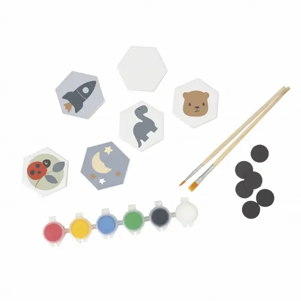 Set 6 placute hexagonale pentru pictat cu magneti ceramici,+4 ani