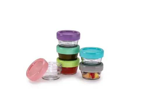 Set 6 recipiente din sticla pentru hrana bebelusului Melii, 6 x 59 ml