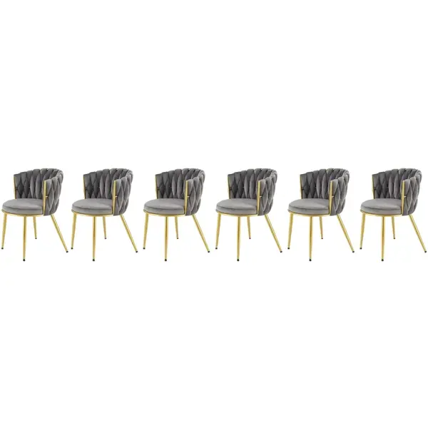 Set 6 scaune K517 velvet gri/auriu