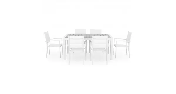 Set 6 scaune si masa extensibila ENCORE DRESDEN alb cu gri