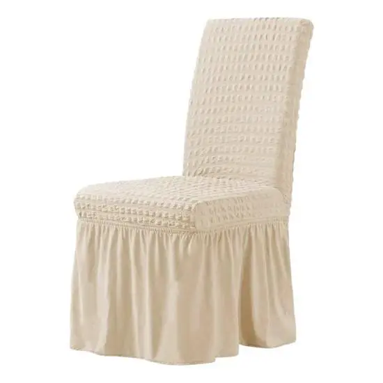 Set 6 x husa de scaun, cu volane - Crem