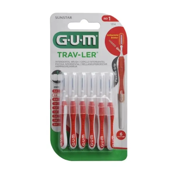 Set 6x Periute Interdentare, GUM, Trav-Ler, pentru Curatare in Profunzime, Tratate cu Clorhexidina, 0.8 mm