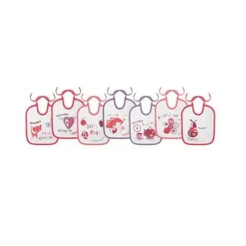 Set 7 bavete zilele saptamanii Lorelli, small, bumbac, inchidere cu snur, fete