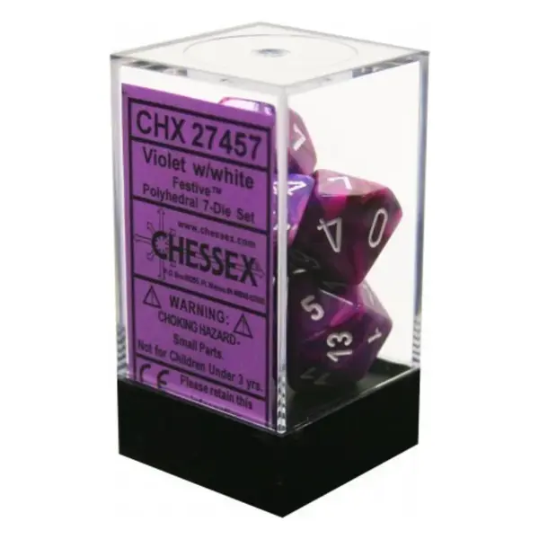 Set 7 Zaruri Chessex Festive - Violet/Alb