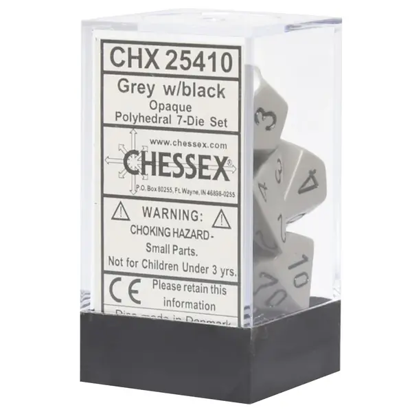 Set 7 Zaruri Chessex Opaque Polyhedral - Gri/Negru