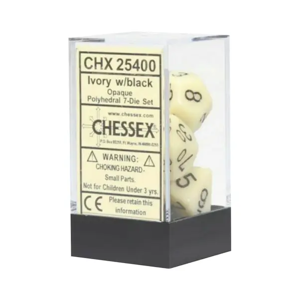 Set 7 Zaruri Chessex Opaque Polyhedral - Ivoriu/Negru