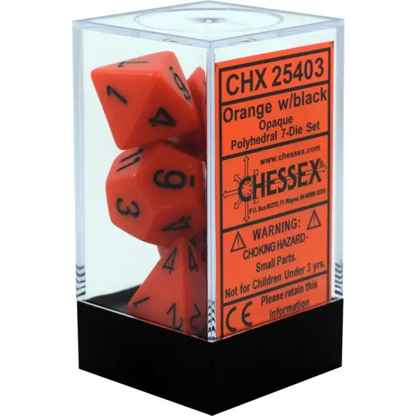 Set 7 Zaruri Chessex Opaque Polyhedral - Portocaliu/Negru