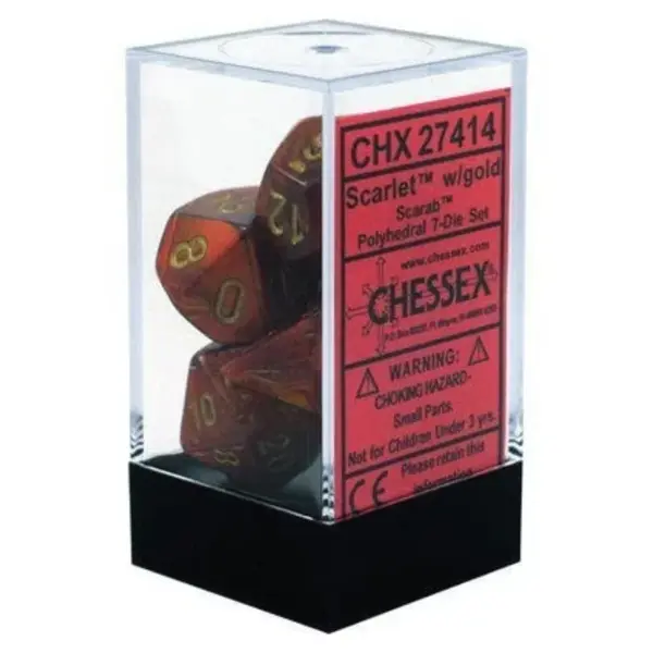 Set 7 Zaruri Chessex Scarab - Stacojiu/Auriu