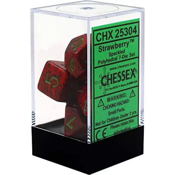 Set 7 Zaruri Chessex Speckled Polyhedral - Strawberry