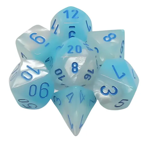 Set 7 Zaruri Gemini Polyhedral Luminary - Turcoaz Perlat-Alb/Albastru