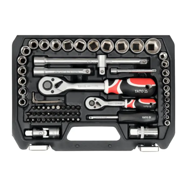 Set 72 piese chei tubulare si biti 1 4 si 1 2 Yato YT-38782