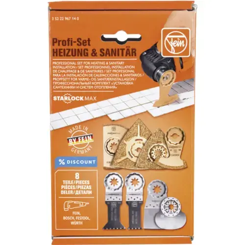Set 8 accesorii pentru fierastrau multicutter Fein, prindere Starlock Max, taiere lemn, metal si ceramica