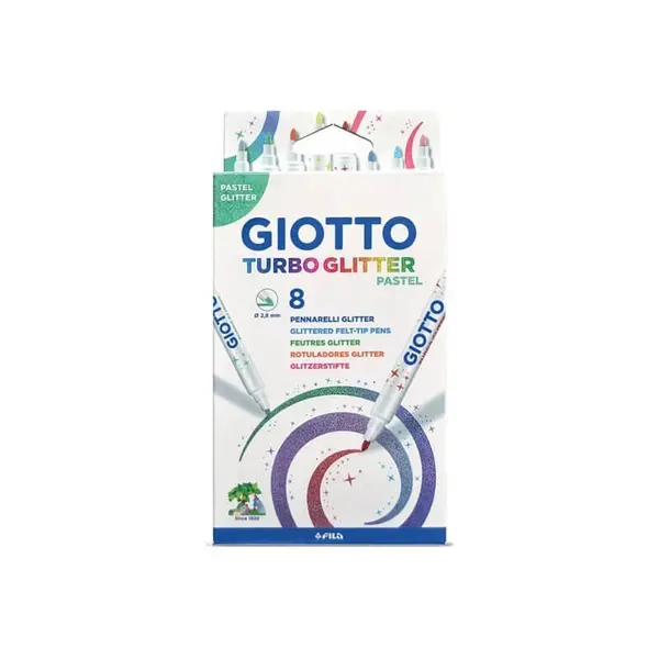 Set 8 carioci Turbo Glitter Pastel Giotto