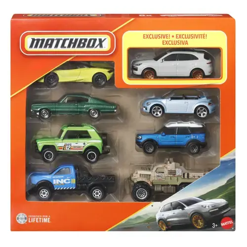 Set 8 masinute metalice Mattel Matchbox Porsche Cayenne, 1:64