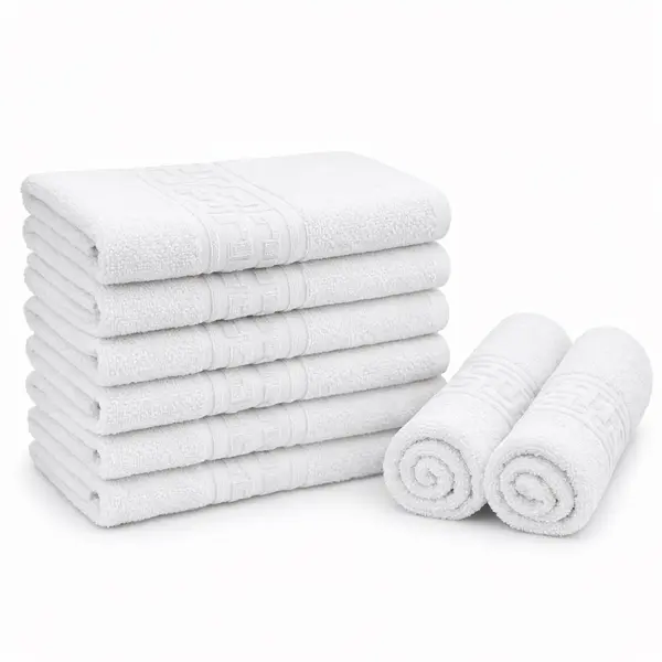 Set 8 prosoape mici 30x50cm, din 100% bumbac pakistanez, 400g, Alb