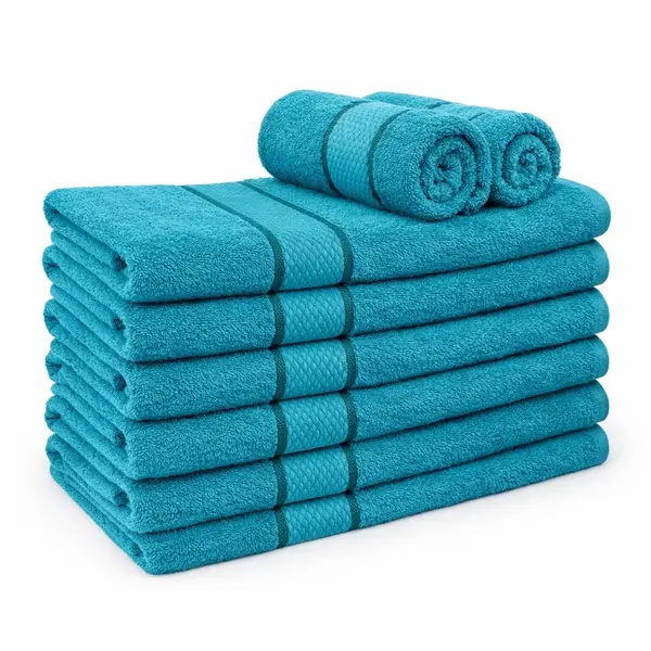 Set 8 prosoape mici 30x50cm, din 100% bumbac pakistanez, 400g, Line, Turquoise
