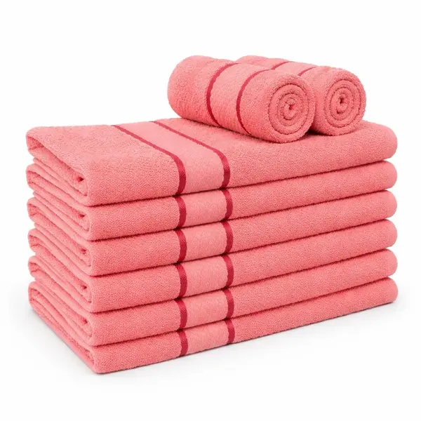 Set 8 prosoape mici 30x50cm, din 100% bumbac pakistanez, 400g, Line, Corai