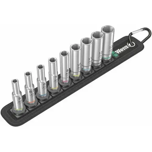 Set 9 chei tubulare, Wera, 5-13 mm, Argintiu