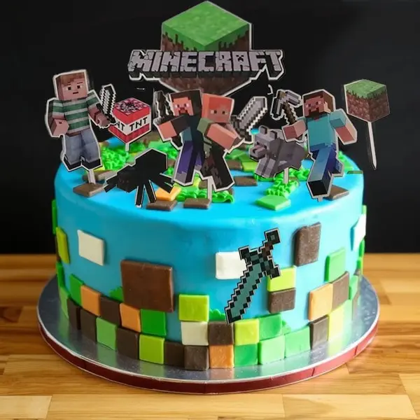Set 9 toppere tort aniversar Minecraft, rezistente si reutilizabile